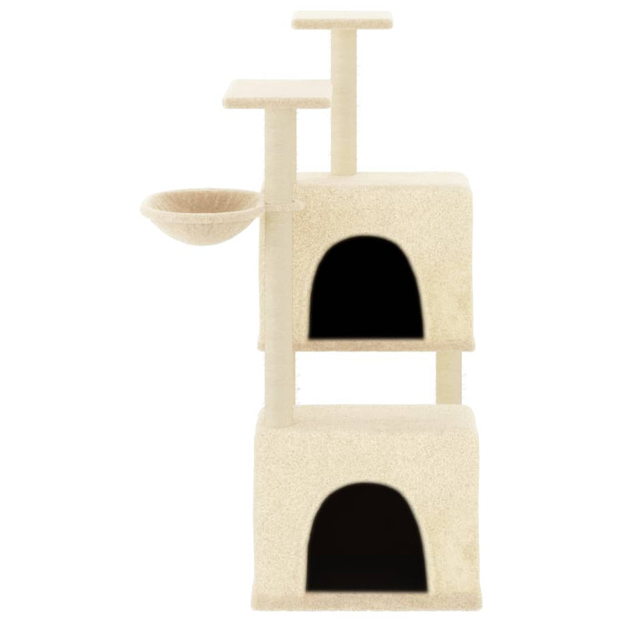 Kattenmeubel met sisal krabpalen 122 cm crèmekleurig Crème