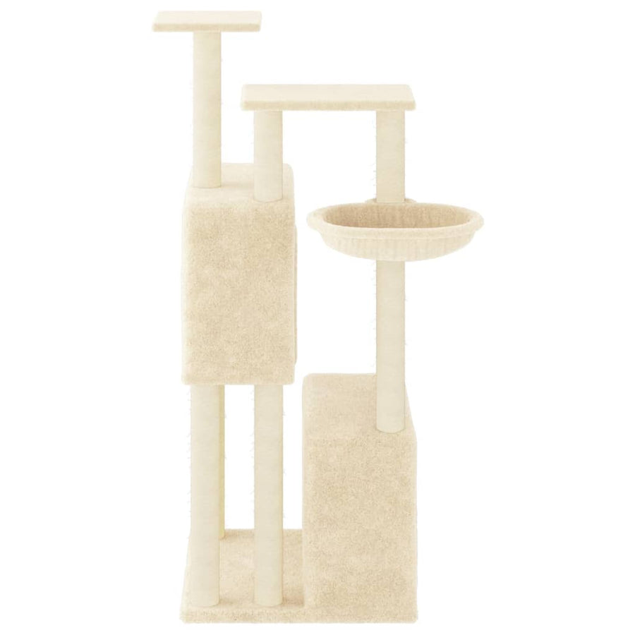 Kattenmeubel met sisal krabpalen 122 cm crèmekleurig Crème
