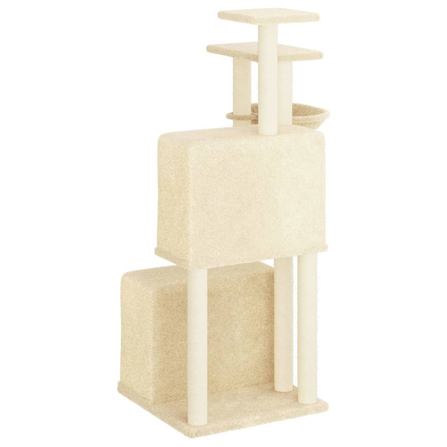 Kattenmeubel met sisal krabpalen 122 cm crèmekleurig Crème
