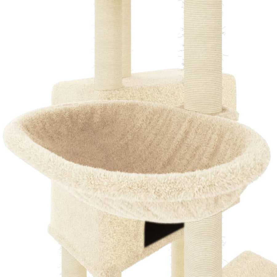 Kattenmeubel met sisal krabpalen 122 cm crèmekleurig Crème