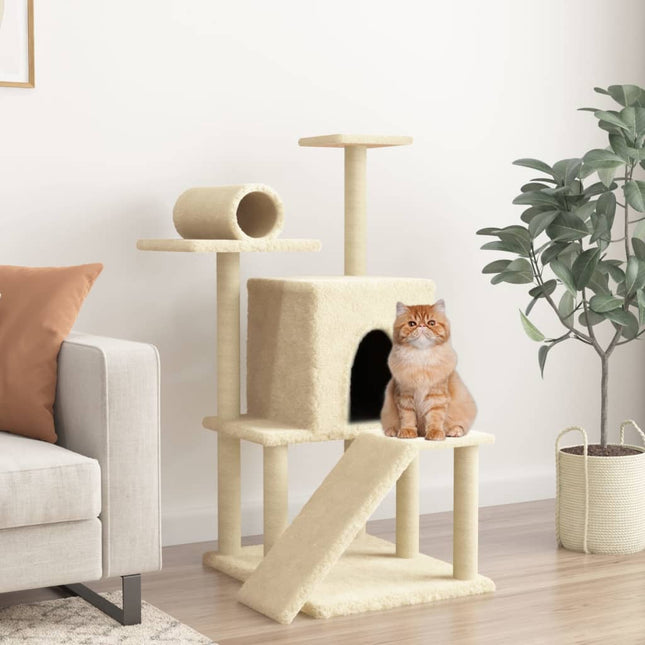 Kattenmeubel Met Sisal Krabpalen 110,5 Cm Kleurig Crème