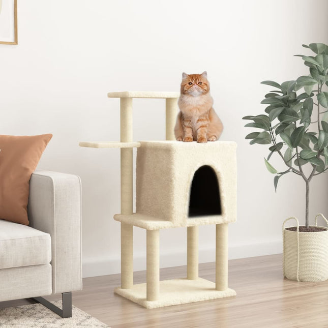 Kattenmeubel Met Sisal Krabpalen 97 Cm Kleurig Crème