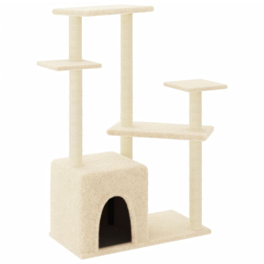 Kattenmeubel Met Sisal Krabpalen 107,5 Cm Kleurig Crème