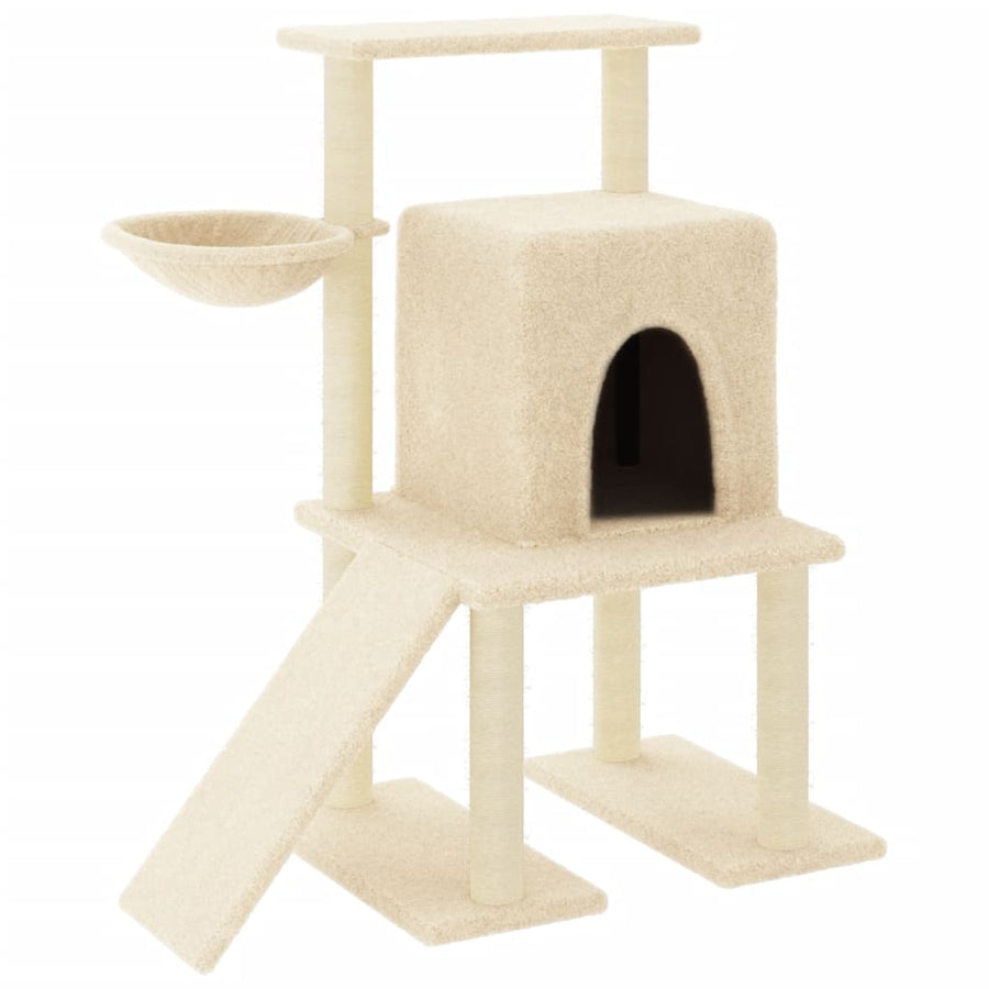 Kattenmeubel met sisal krabpalen 96,5 cm crèmekleurig Crème