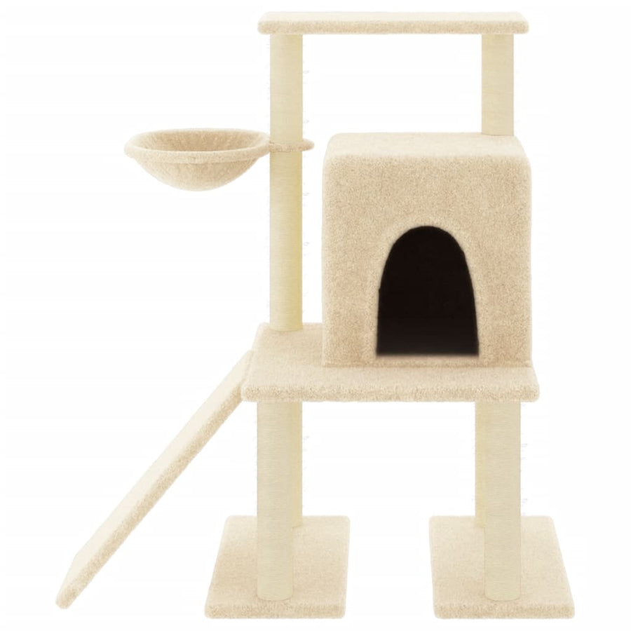 Kattenmeubel met sisal krabpalen 96,5 cm crèmekleurig Crème