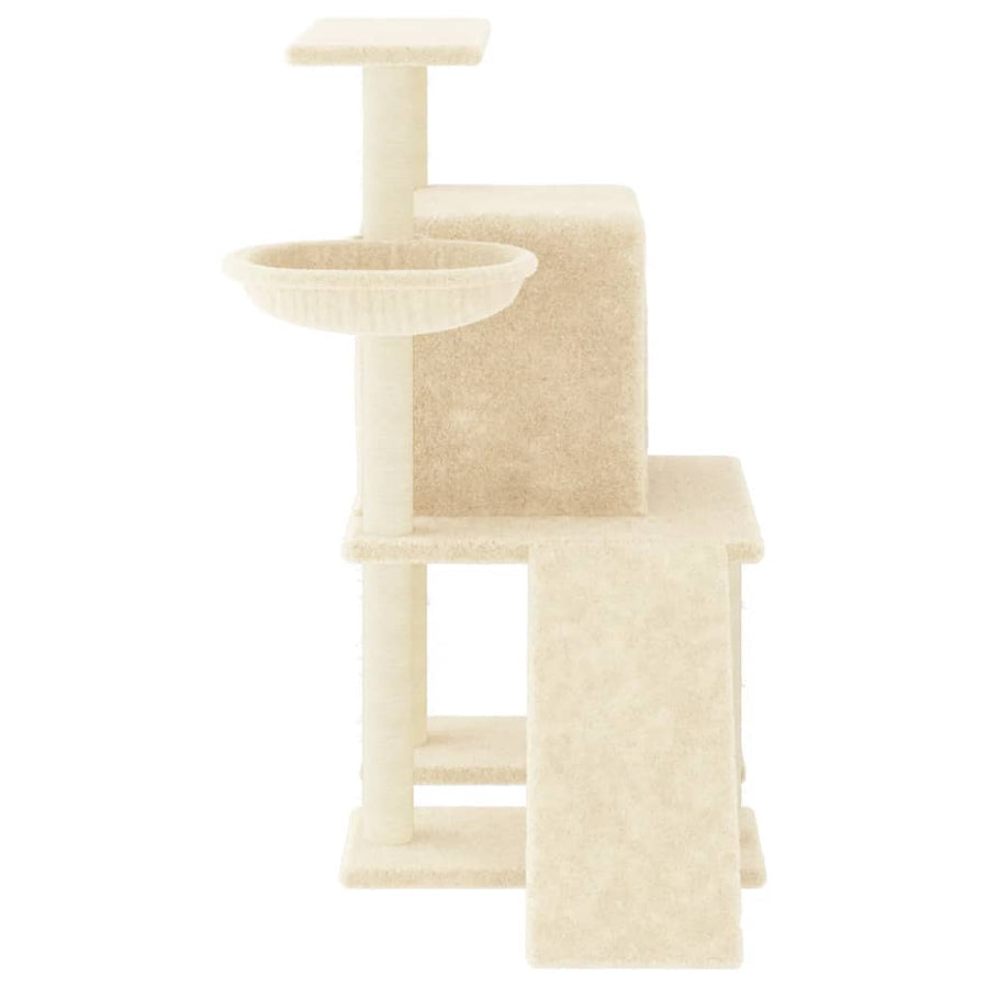 Kattenmeubel met sisal krabpalen 96,5 cm crèmekleurig Crème