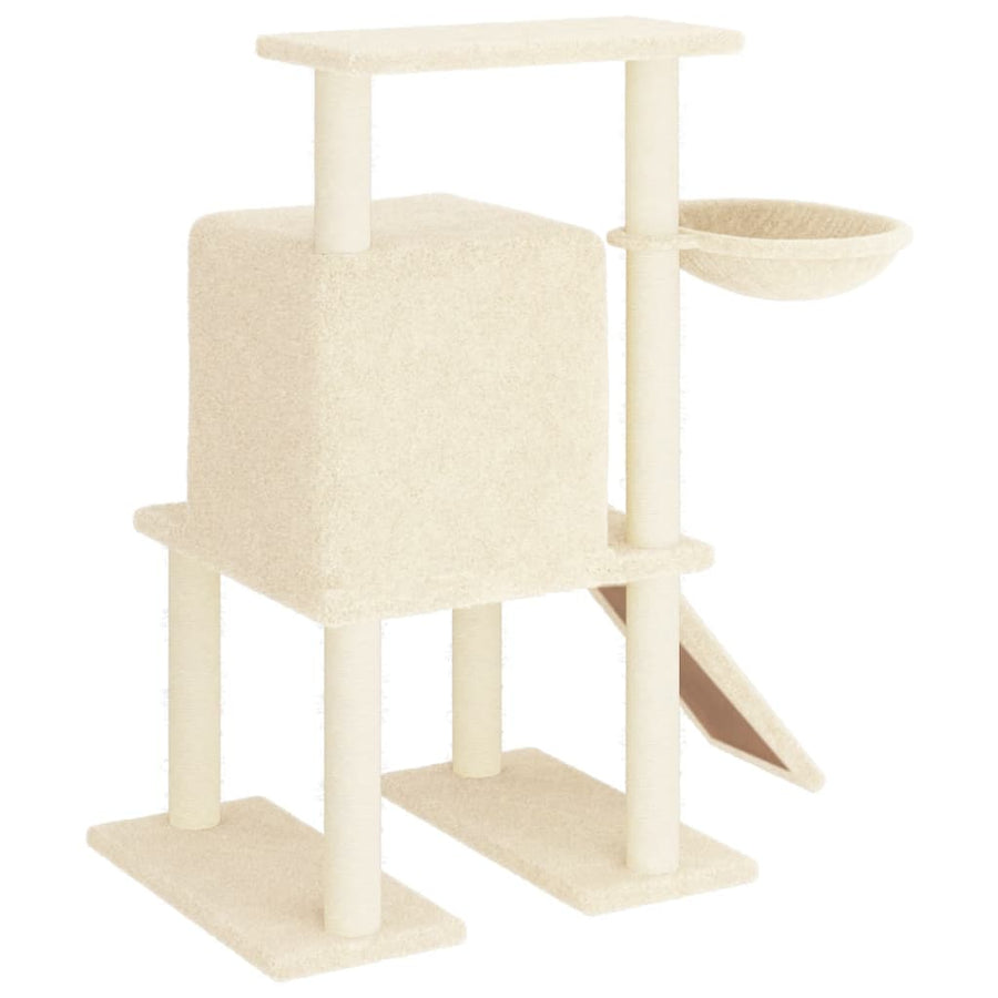 Kattenmeubel met sisal krabpalen 96,5 cm crèmekleurig Crème
