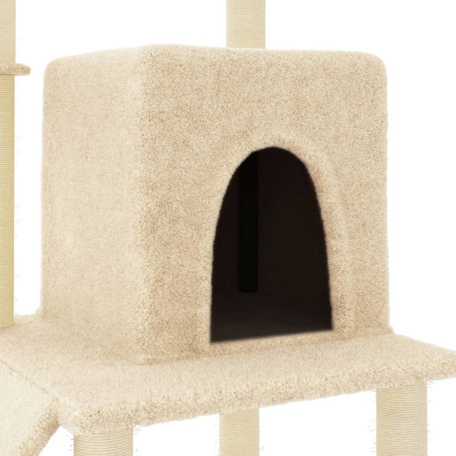 Kattenmeubel met sisal krabpalen 96,5 cm crèmekleurig Crème