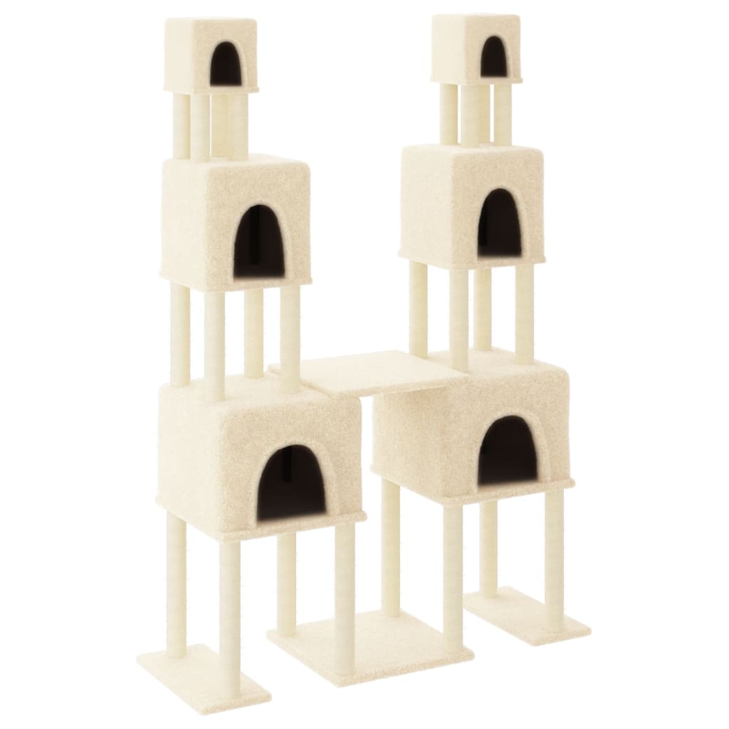 Kattenmeubel Met Sisal Krabpalen 199 Cm Kleurig Crème