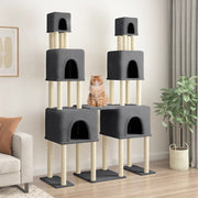 Cat tree with sisal scratching posts 199 cm dark grey