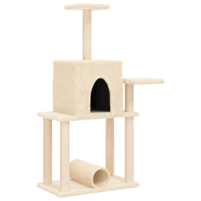 Kattenmeubel Met Sisal Krabpalen 122 Cm Kleurig Crème