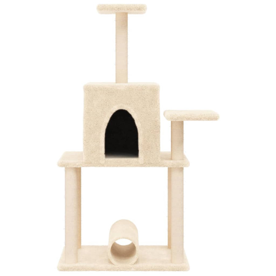 Kattenmeubel Met Sisal Krabpalen 122 Cm Kleurig Crème