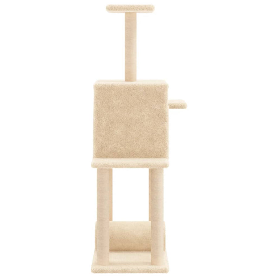 Kattenmeubel Met Sisal Krabpalen 122 Cm Kleurig Crème
