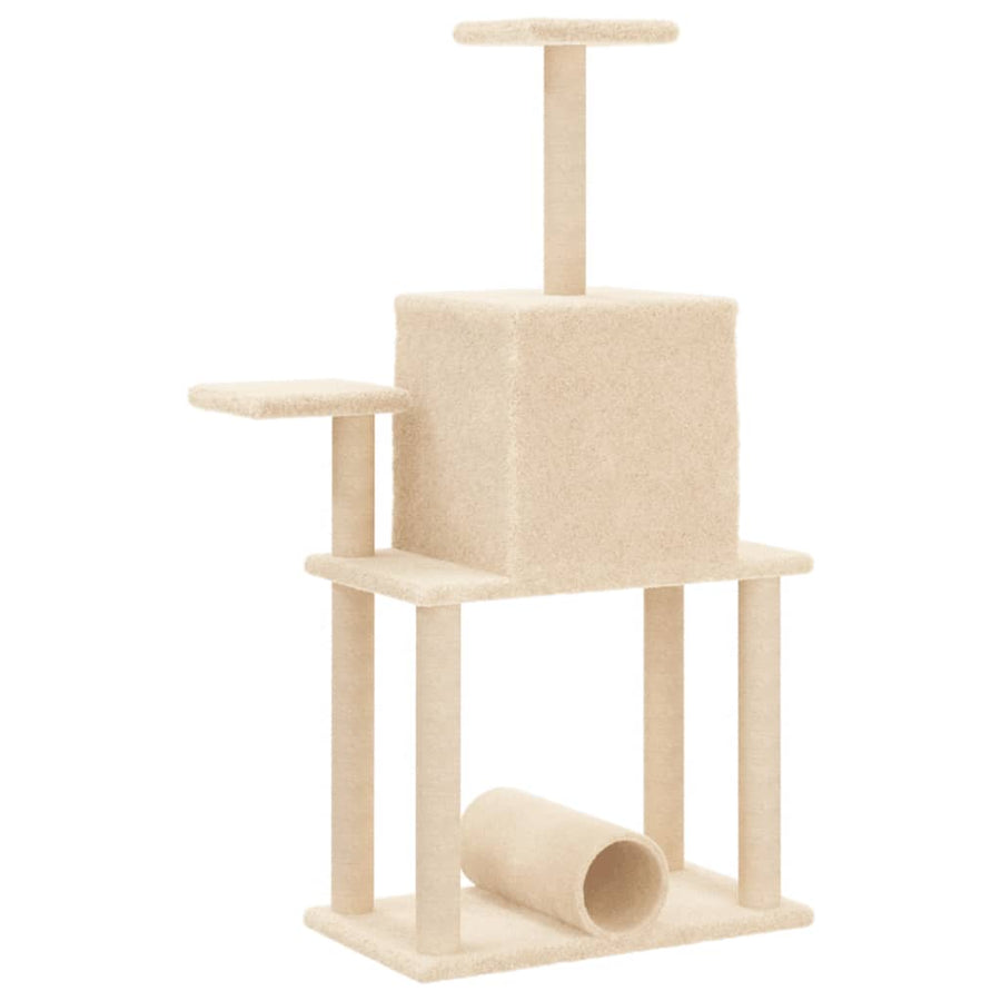 Kattenmeubel Met Sisal Krabpalen 122 Cm Kleurig Crème