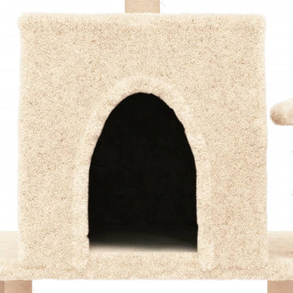 Kattenmeubel Met Sisal Krabpalen 122 Cm Kleurig Crème