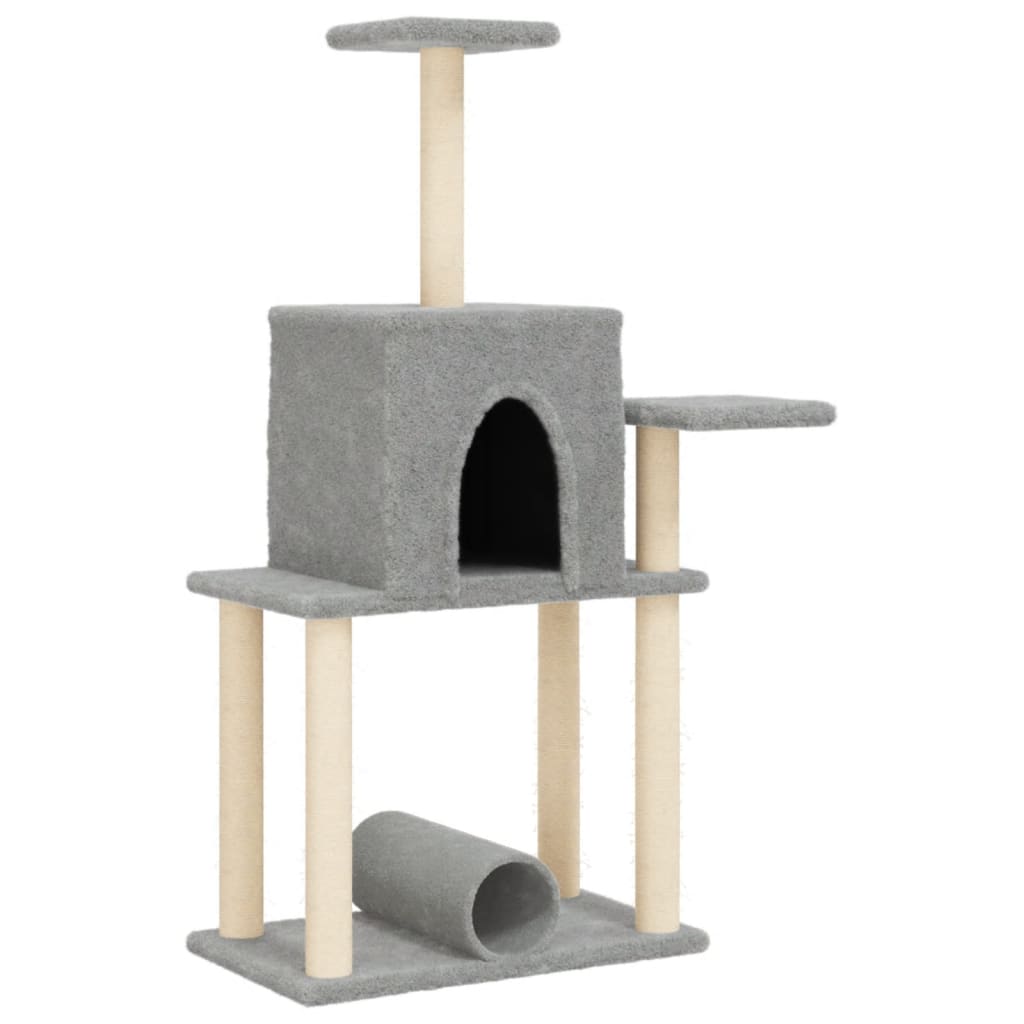 Kattenmeubel Met Sisal Krabpalen 122 Cm Lichtgrijs
