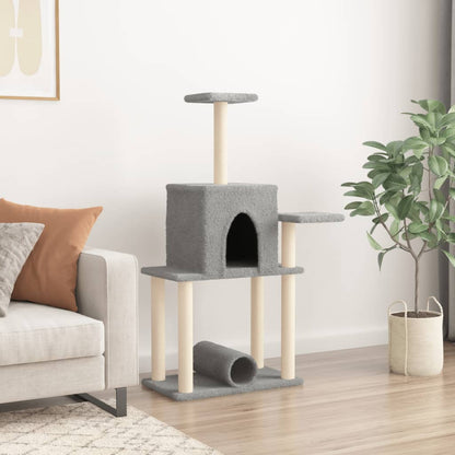 Kattenmeubel Met Sisal Krabpalen 122 Cm Lichtgrijs