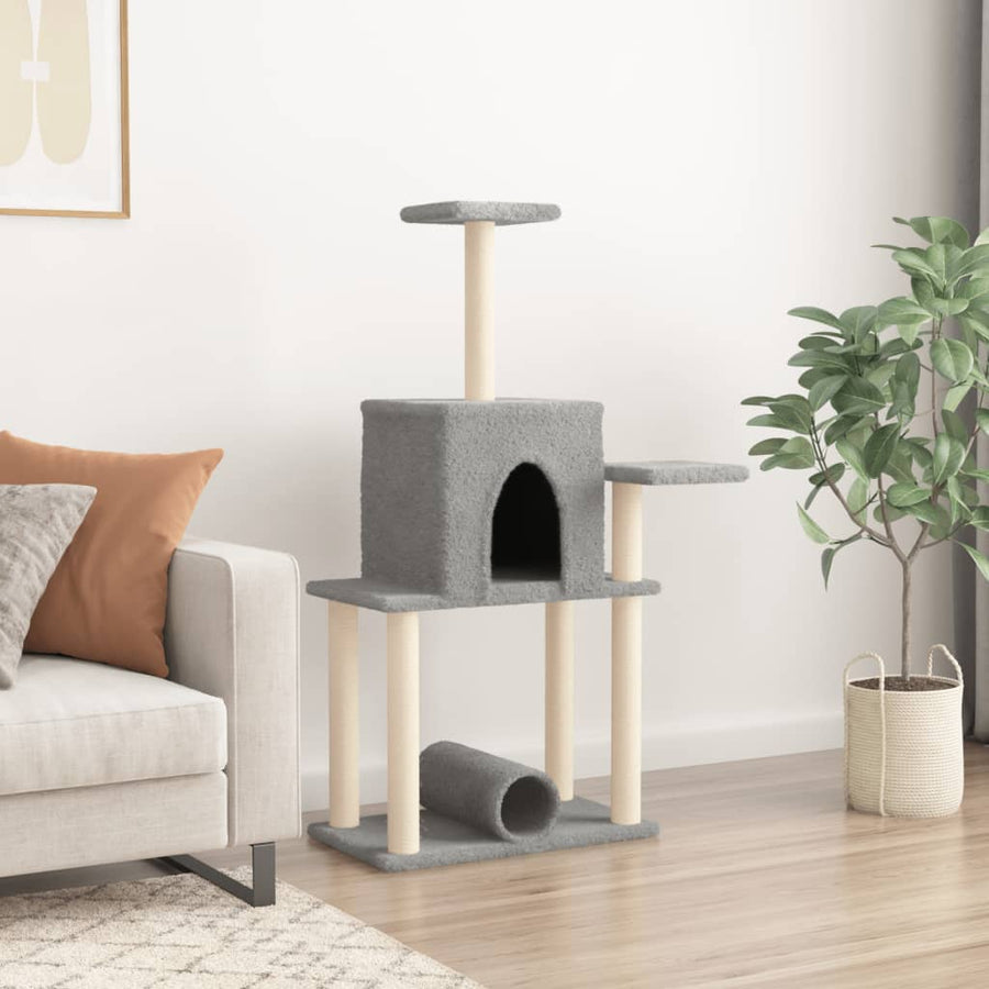 Kattenmeubel Met Sisal Krabpalen 122 Cm Lichtgrijs