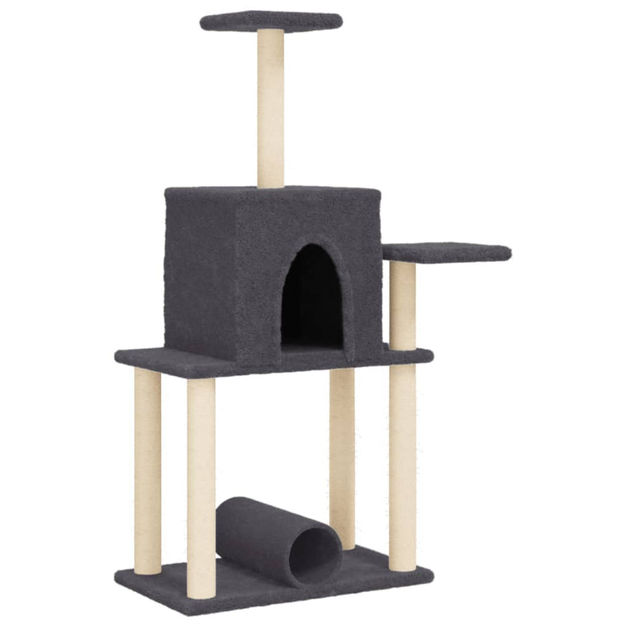 Kattenmeubel Met Sisal Krabpalen 122 Cm Donkergrijs