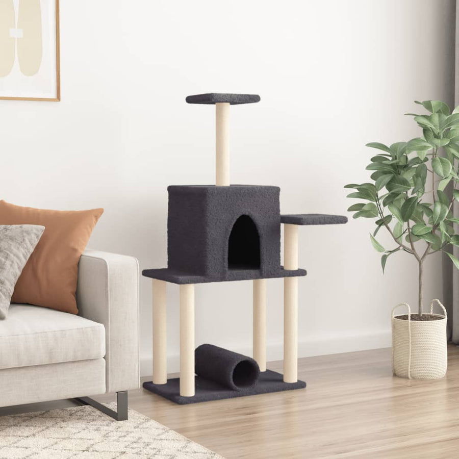 Kattenmeubel Met Sisal Krabpalen 122 Cm Donkergrijs