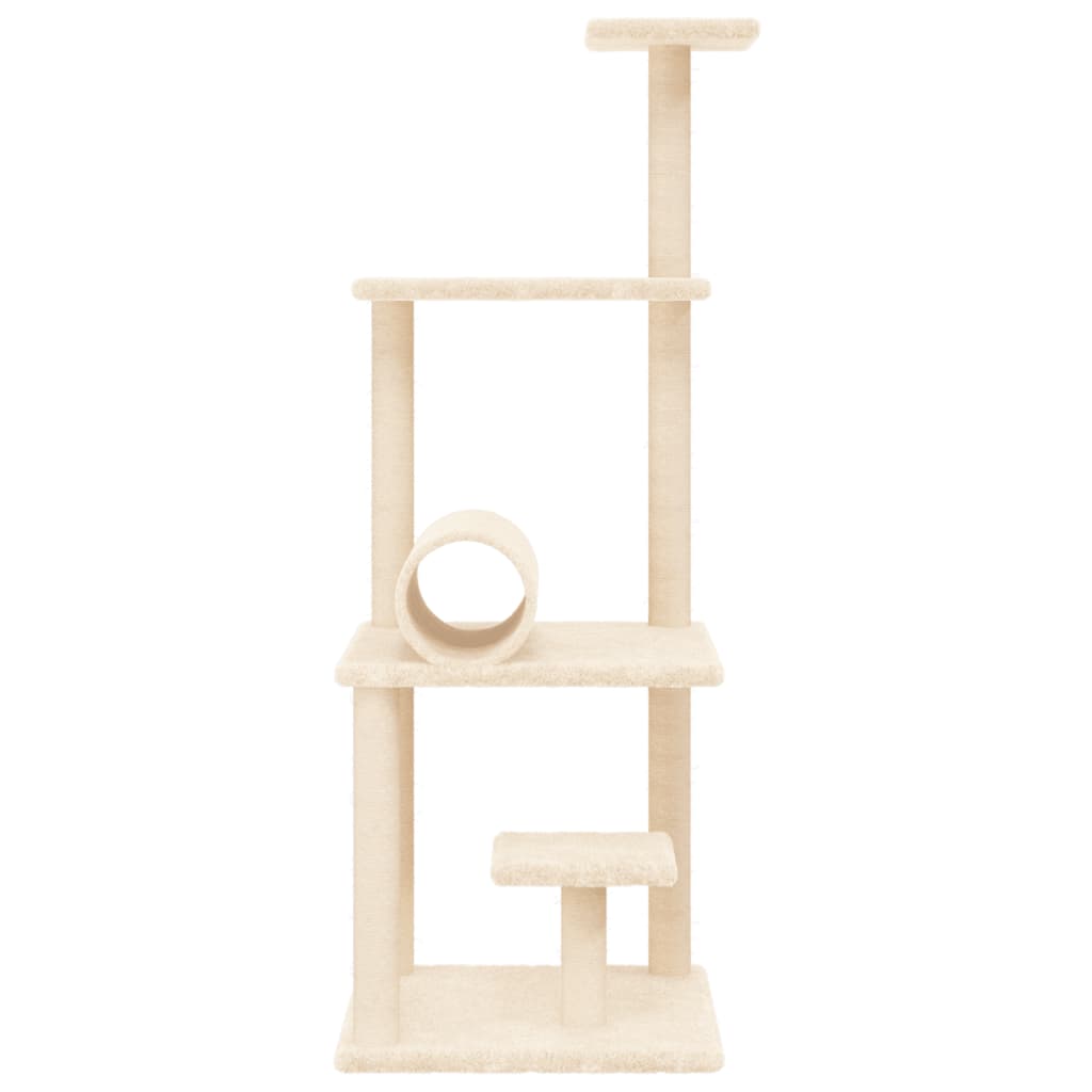 Kattenmeubel Met Sisal Krabpalen 136 Cm Kleurig Crème