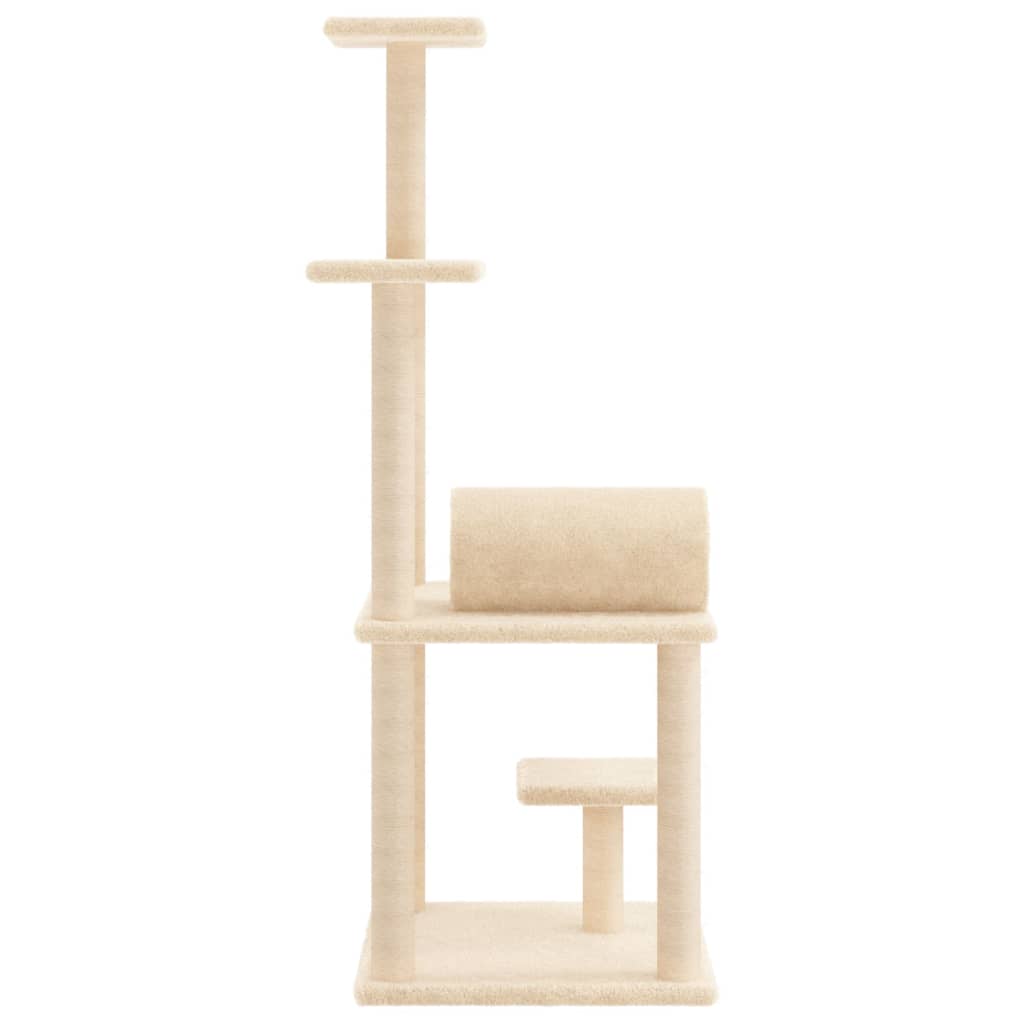 Kattenmeubel Met Sisal Krabpalen 136 Cm Kleurig Crème
