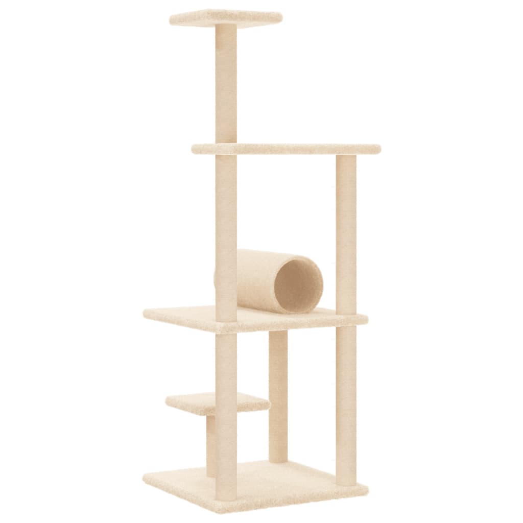 Kattenmeubel Met Sisal Krabpalen 136 Cm Kleurig Crème