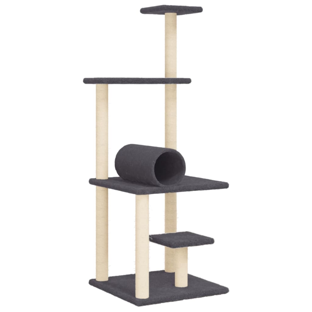 Kattenmeubel Met Sisal Krabpalen 136 Cm Donkergrijs