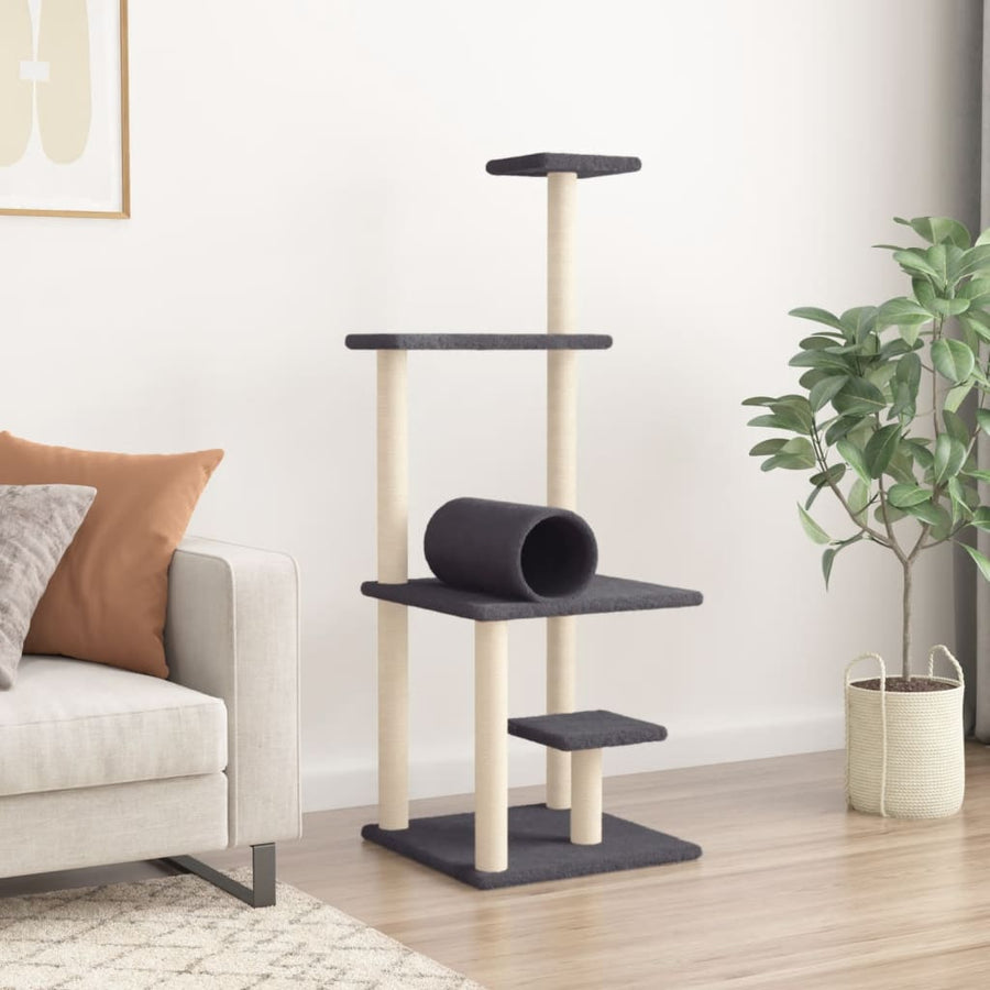 Kattenmeubel Met Sisal Krabpalen 136 Cm Donkergrijs