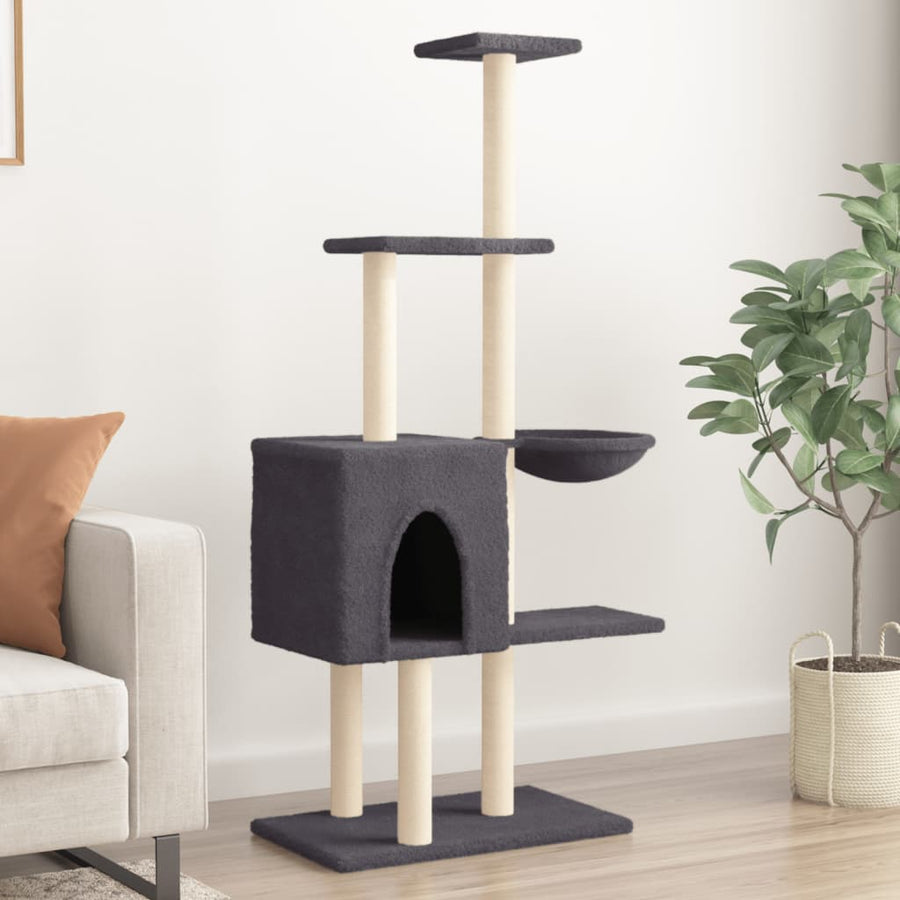 Kattenmeubel Met Sisal Krabpalen 145 Cm Donkergrijs