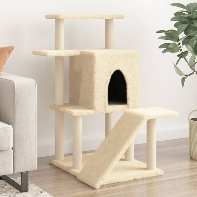 Kattenmeubel Met Sisal Krabpalen 97 Cm Kleurig Crème