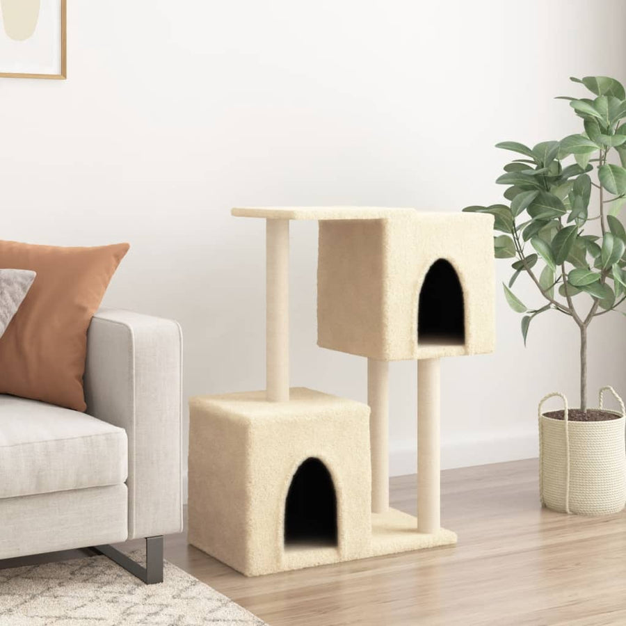 Kattenmeubel Met Sisal Krabpalen 86 Cm Kleurig Crème