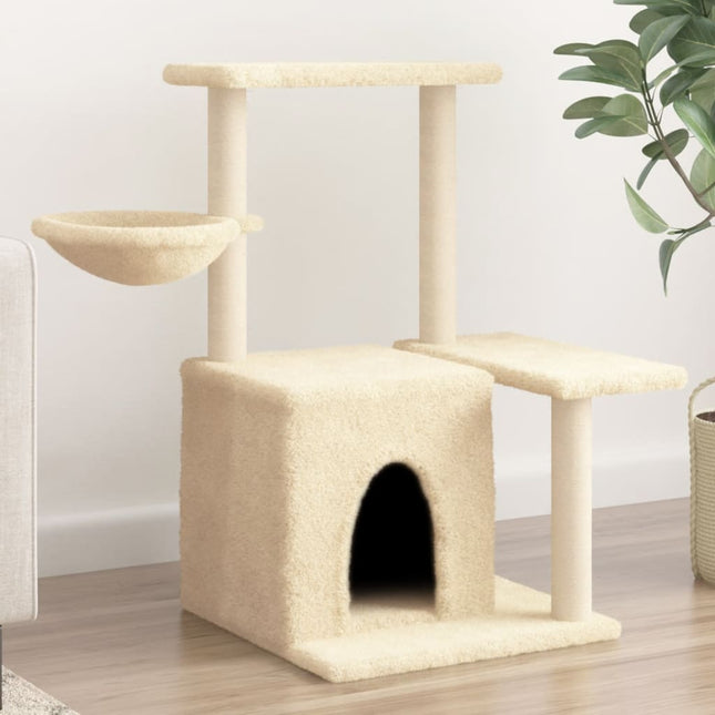 Kattenmeubel Met Sisal Krabpalen 83 Cm Kleurig Crème