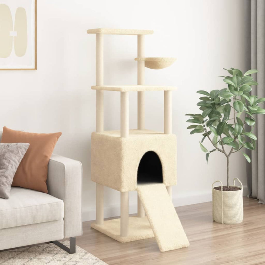 Kattenmeubel Met Sisal Krabpalen 153 Cm Kleurig Crème