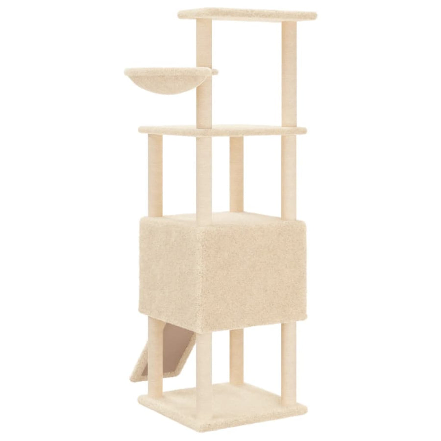 Kattenmeubel Met Sisal Krabpalen 153 Cm Kleurig Crème