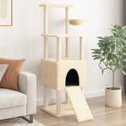 Kattenmeubel 153 cm crèmekleurig met sisal krabpalen
