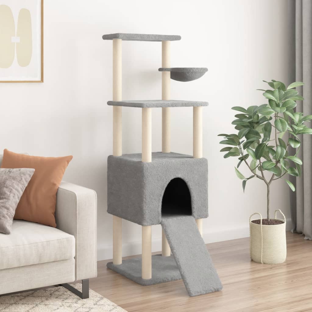 Kattenmeubel Met Sisal Krabpalen 153 Cm Lichtgrijs