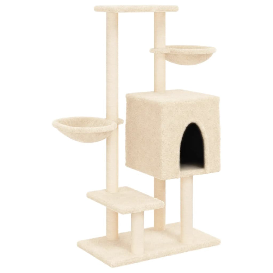 Kattenmeubel Met Sisal Krabpalen 117 Cm Kleurig Crème