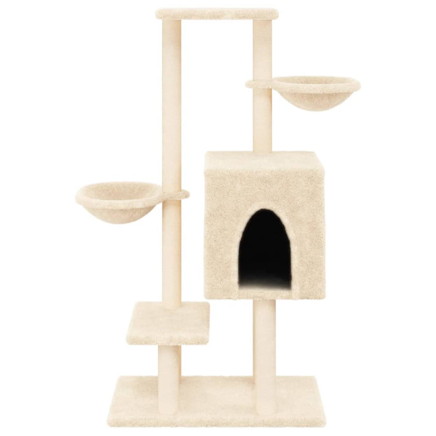 Kattenmeubel Met Sisal Krabpalen 117 Cm Kleurig Crème
