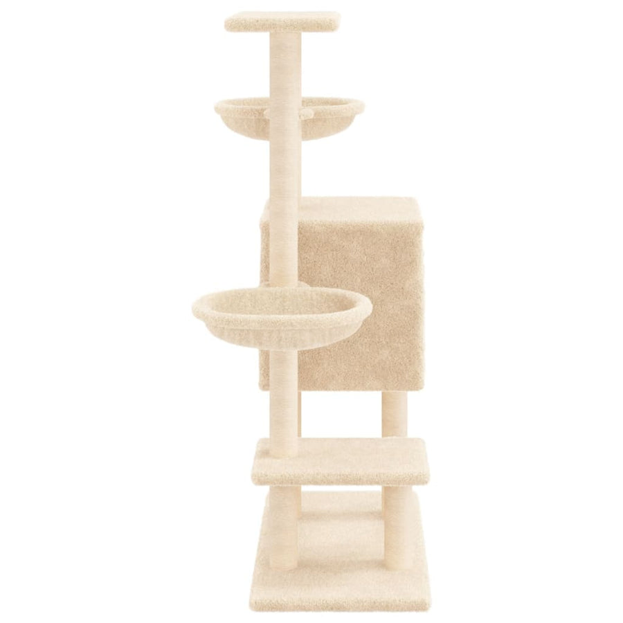 Kattenmeubel Met Sisal Krabpalen 117 Cm Kleurig Crème
