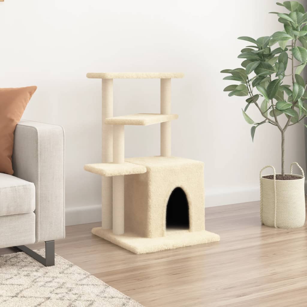 Kattenmeubel Met Sisal Krabpalen 83,5 Cm Kleurig Crème