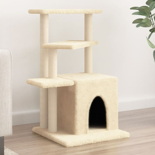 Kattenmeubel Met Sisal Krabpalen 83,5 Cm Kleurig Crème