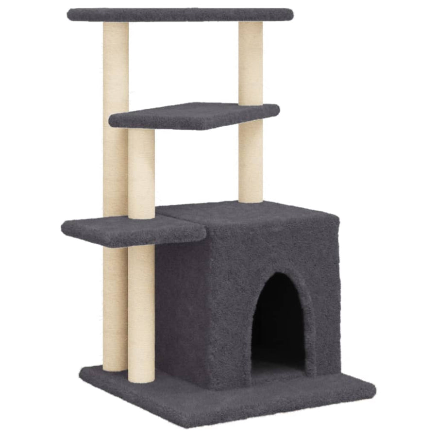 Kattenmeubel Met Sisal Krabpalen 83,5 Cm Donkergrijs