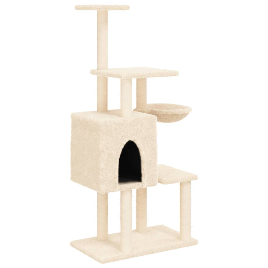 Kattenmeubel Met Sisal Krabpalen 131 Cm Kleurig Crème