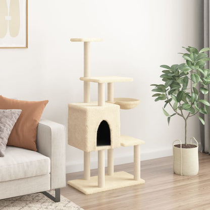 Kattenmeubel Met Sisal Krabpalen 131 Cm Kleurig Crème
