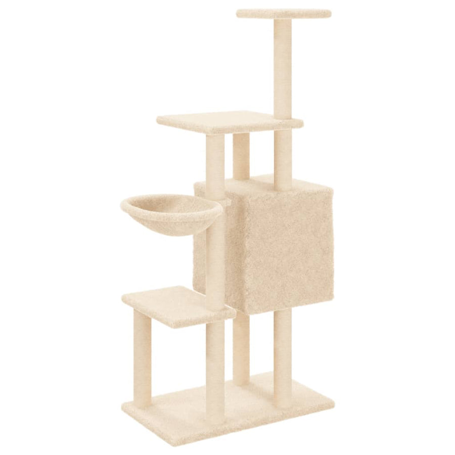 Kattenmeubel Met Sisal Krabpalen 131 Cm Kleurig Crème