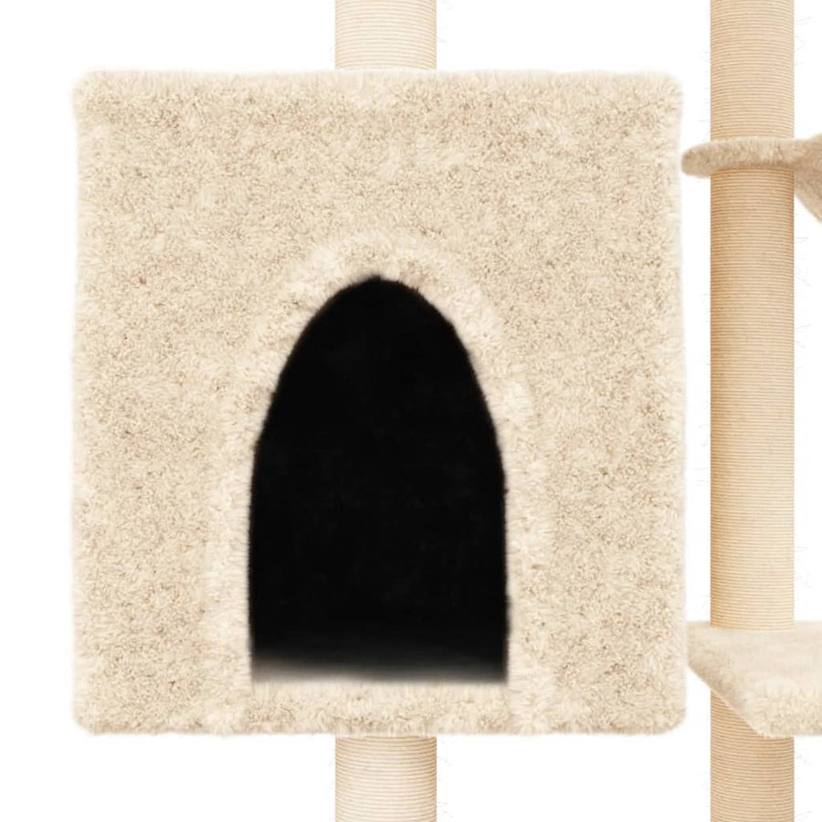 Kattenmeubel Met Sisal Krabpalen 131 Cm Kleurig Crème
