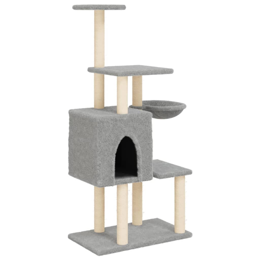 Kattenmeubel Met Sisal Krabpalen 131 Cm Lichtgrijs