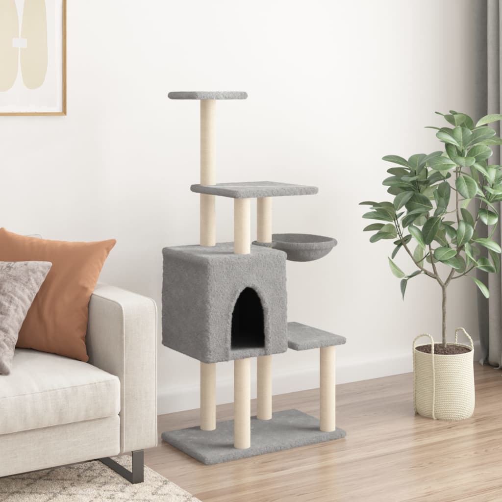 Kattenmeubel Met Sisal Krabpalen 131 Cm Lichtgrijs