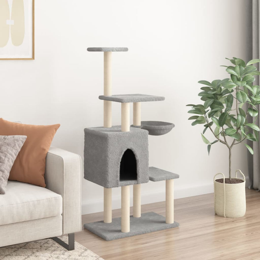 Kattenmeubel Met Sisal Krabpalen 131 Cm Lichtgrijs